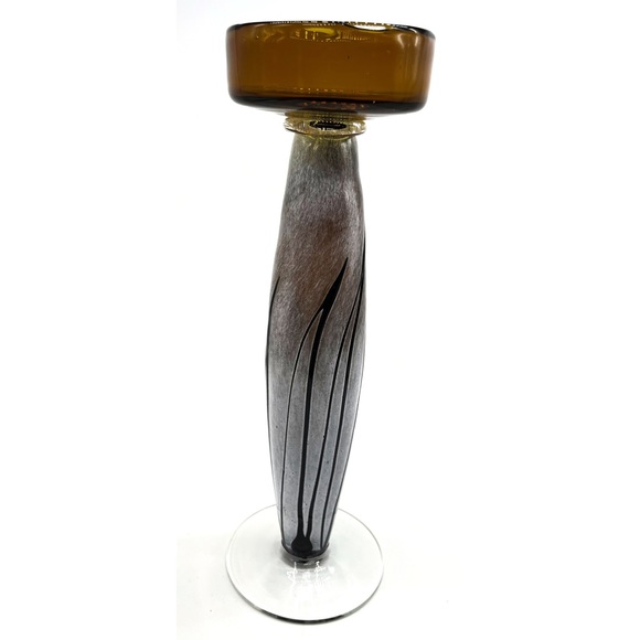 Modern Design Studio Art Glass Pillar Candle Holder MCM mid-century modern 60s - Picture 1 of 5
